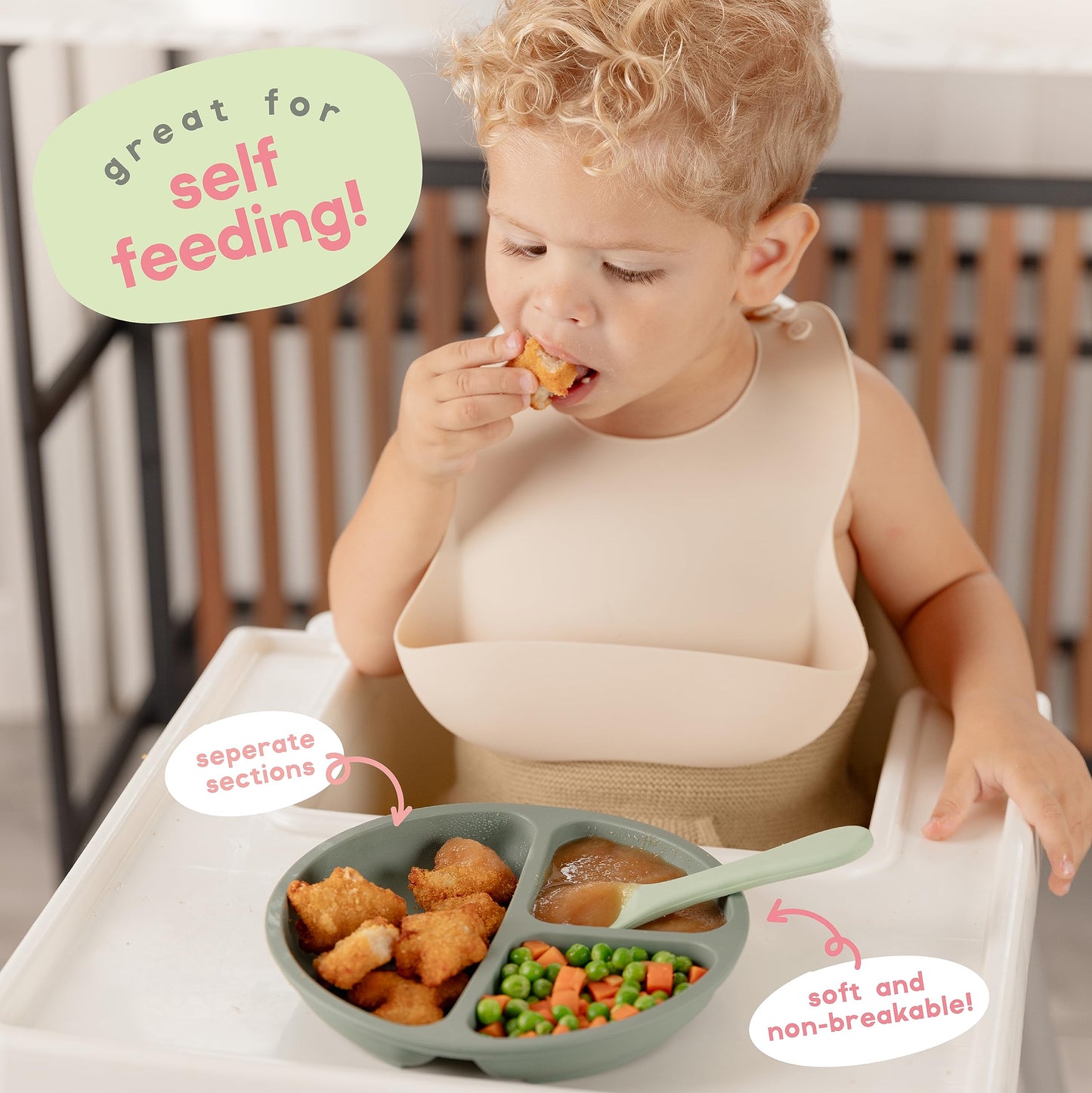 Ch  Rikid Suction Plates For Baby, Toddlers - Features Super Strong Quadruple Suction - 100% Food Grade Silicone Toddler Plates