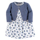 Luvable Friends Baby Girls And Cardigan Casual Dress, Blue Floral, 4T Us