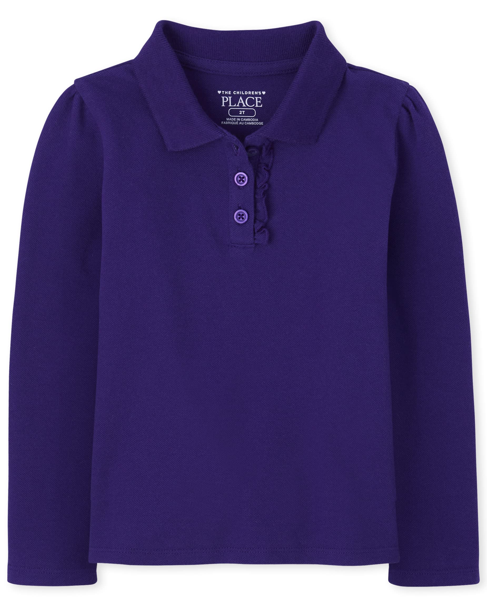 The Children'S Place Baby Girls And Toddler Girls Long Sleeve Ruffle Pique Polo, Regal Violet, 2T