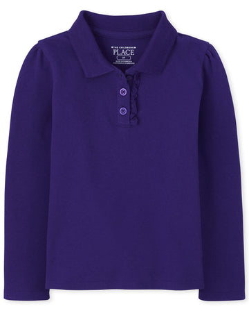 The Children'S Place Baby Girls And Toddler Girls Long Sleeve Ruffle Pique Polo, Regal Violet, 5T