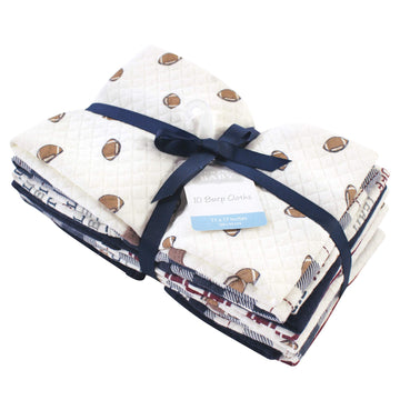 Hudson Baby Unisex Baby Quilted Burp Cloths, Football, One Size
