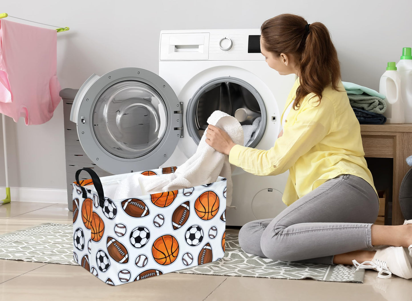Huayee Rectangle Boys And Girls Storage Bin Baby Laundry Hamper Nursery Hamper For Clothes Toys Gift Basket With Handle