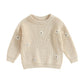 Baby Girl Sweater Knitted Toddler Sweatshirt Daisy Fall Winter Onesie Oversized Infant Clothes (Creamy White, 3-6 Months)