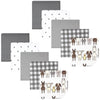 Hudson Baby Unisex Baby Flannel Cotton Washcloths 10-Pack, Farm Friends Grey, One Size