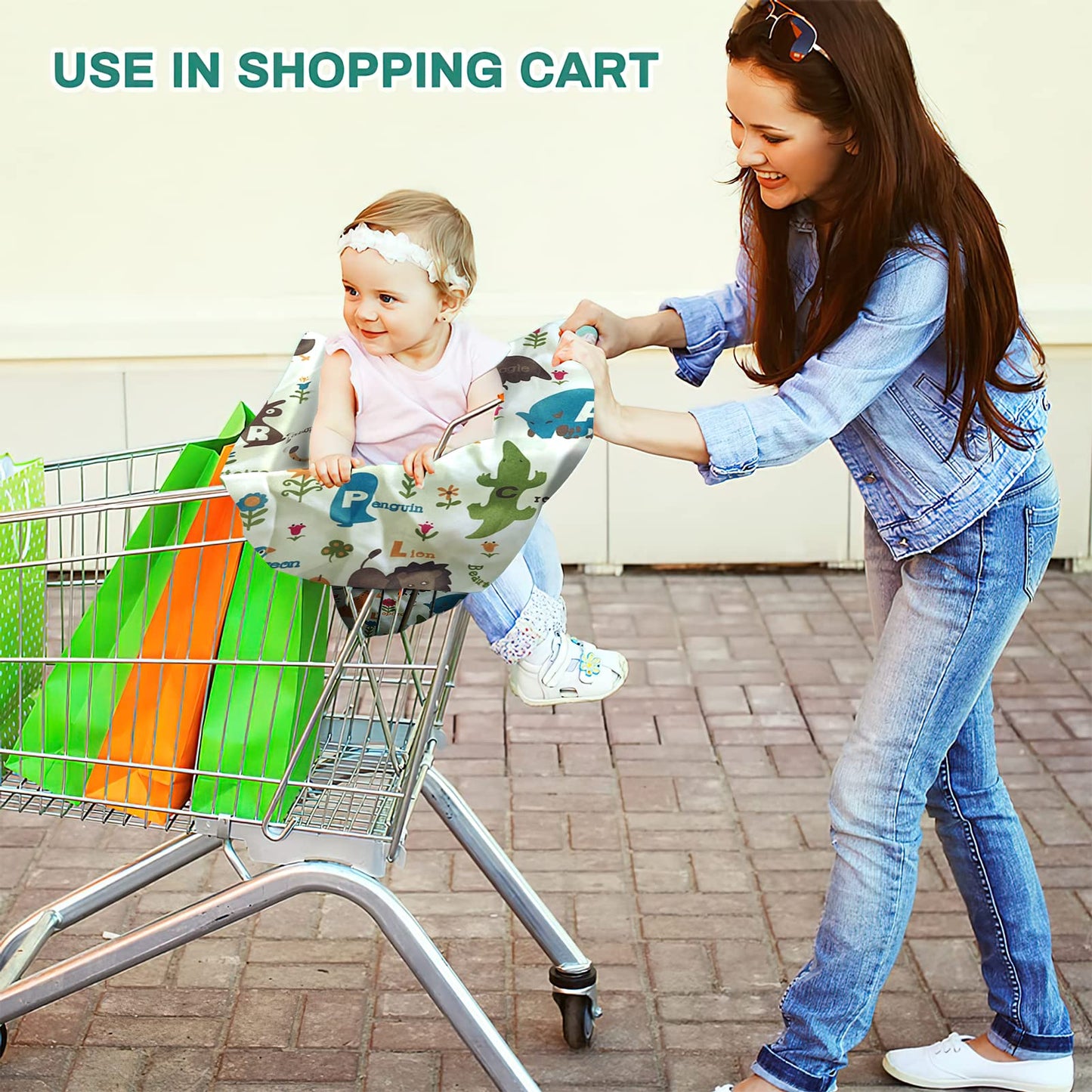 Shopping Cart Cover For Baby, High Chair Cover, Cart Cover For Babies, Kids& Toddlers, Portable 2-In-1 Design, Includes Free Car