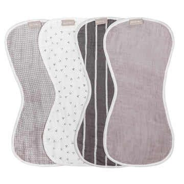 Weesprout Unisex Organic Towel Cotton Burp Cloths, Set Of 4, Four Ultra-Absorbent Layers Keep Clothes Dry, Button Transforms Int