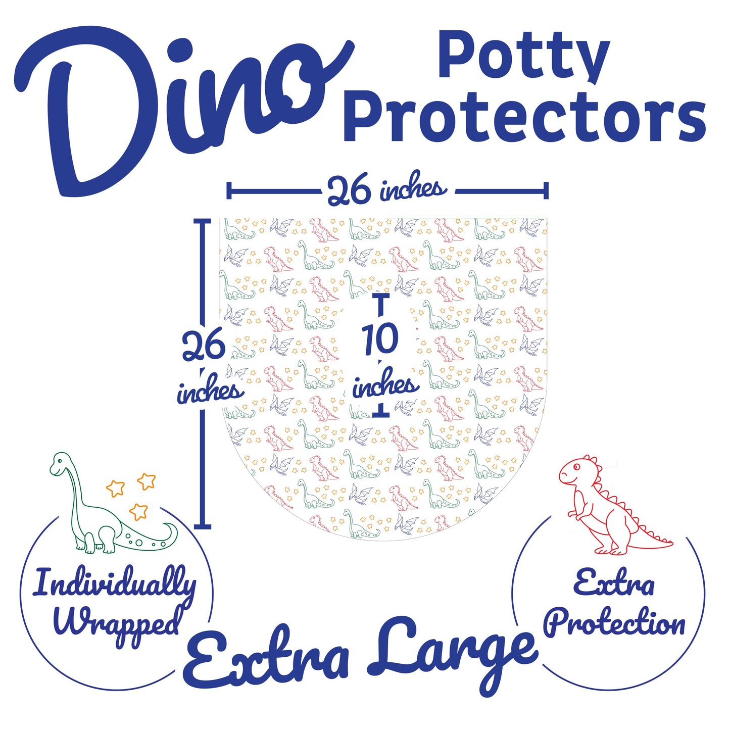 Dinosaur Disposable Toilet Seat Cover For Kids 20 Pack, Extra Large, Waterproof & Individually Wrapped, Toddler Toilet Cover For