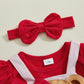 Christmas Baby Girl Outfit Newborn Cute Elk Fly Sleeve Romper Overall Dress Infant Girls Fall Winter Skirt Set (Heart Valentines