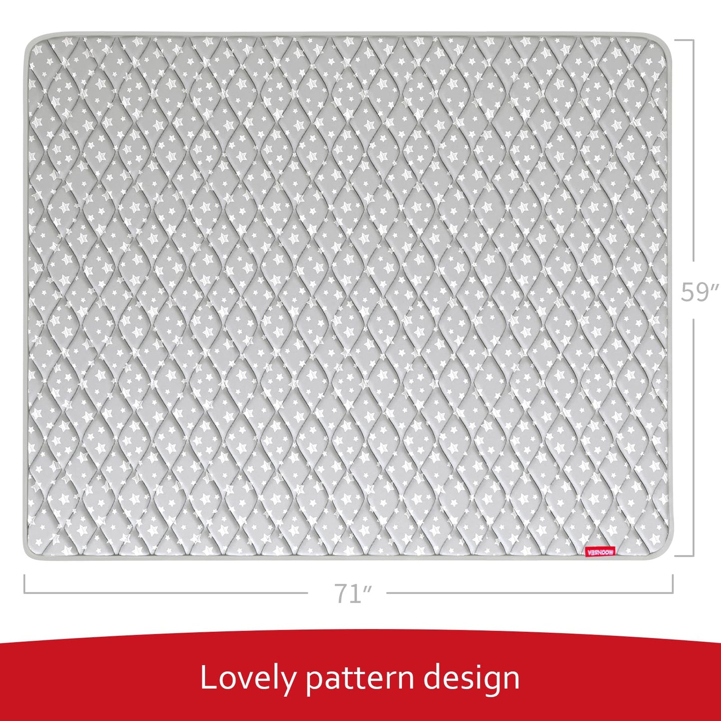 Premium Foam Baby Play Mat 71 ' 'X59 ' ', One-Piece Crawling Mat Non Slip Cushioned Baby Mats For Playing 71X59 Inches, Grey Sta