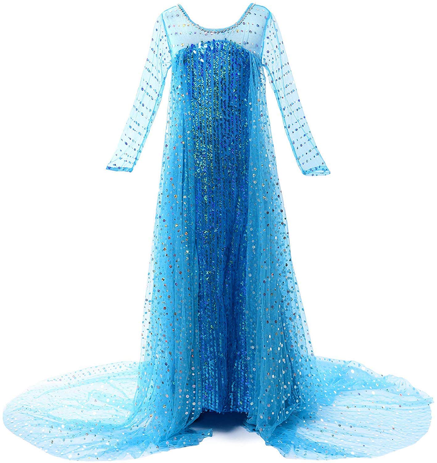 Jerrisapparel Girls Princess Costume Birthday Party Christmas Fancy Dress Up (7, Blue With Accessories)