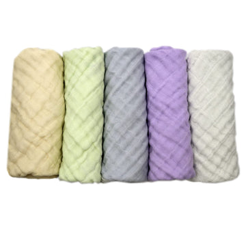 Babyhood 5 Pack Muslin Baby Washcloths Super Soft Newborn Bath Face Towels Cotton Reusable Wipes (18.5 X 6.7INCH) Light Green