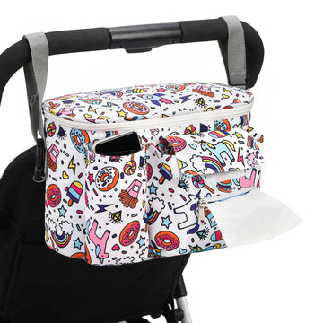 Coloch Universal Stroller Organizer, Large Capacity Multi-purpose Stroller Bag Caddy with Cup Holder Waterproof Stroller Basket 