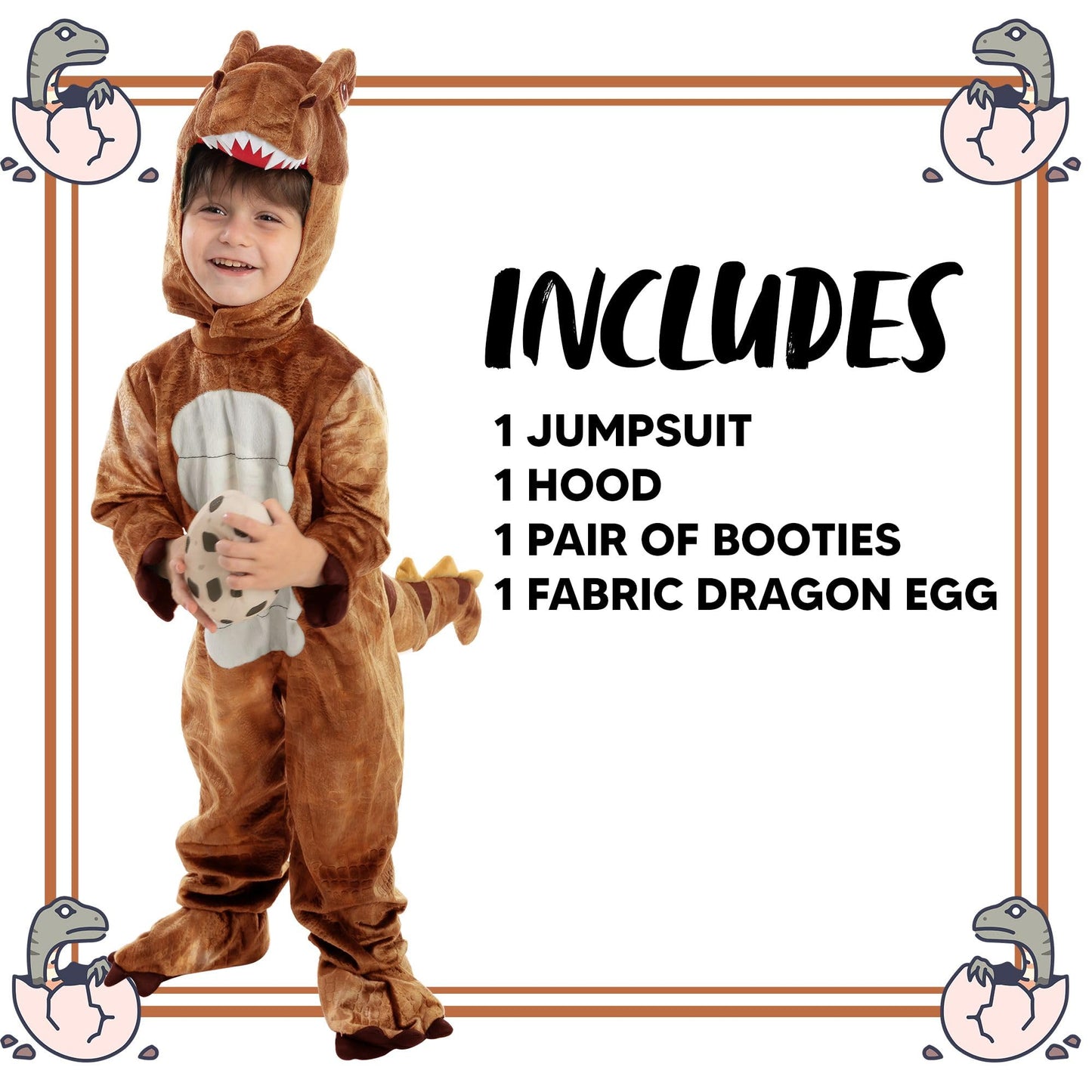 Spooktacular Creations Realistic T-Rex Costume Outfit Dinosaur Jumpsuit With Egg For Kids Toddler Halloween Dress-Up Party