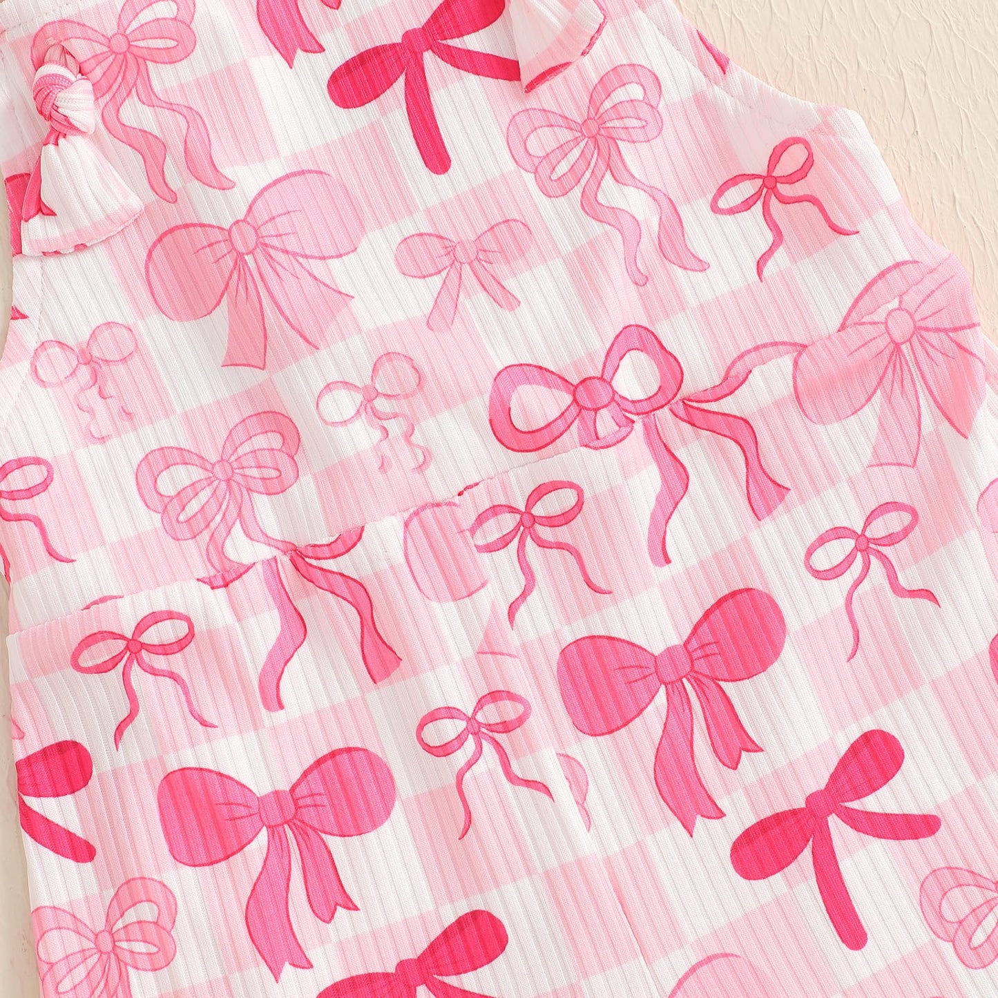 Yokjzjd Toddler Baby Girl Valentines Day Outfit Bow Print Suspender Romper Jumpsuit Overalls Bell Bottom Pants Fall Clothes (Pin