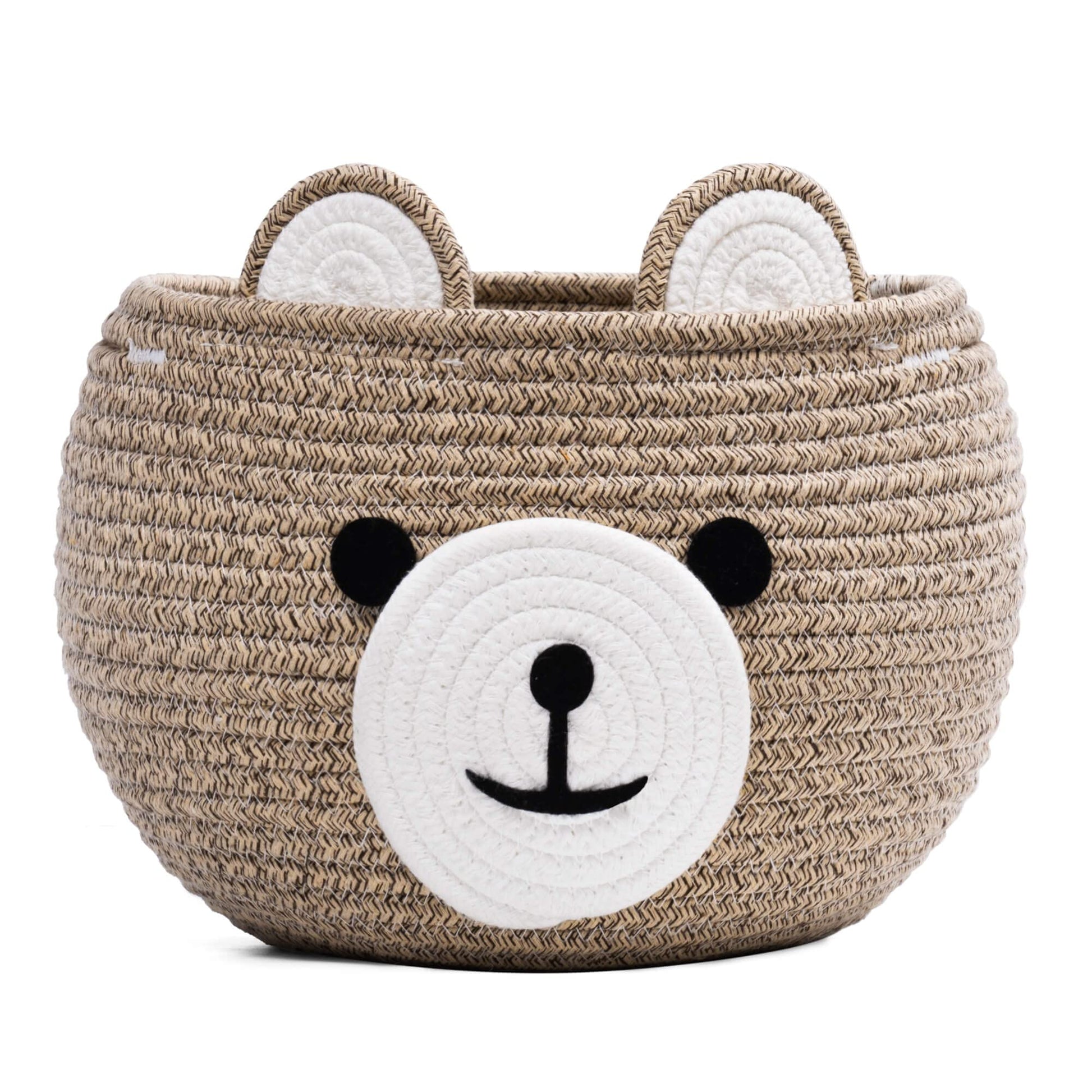 Cherrynow Cotton Rope Basket Baby Basket For Nursery, Bear Gift Basket For Kids, Empty Baby Shower Basket With Handles, Small Cu