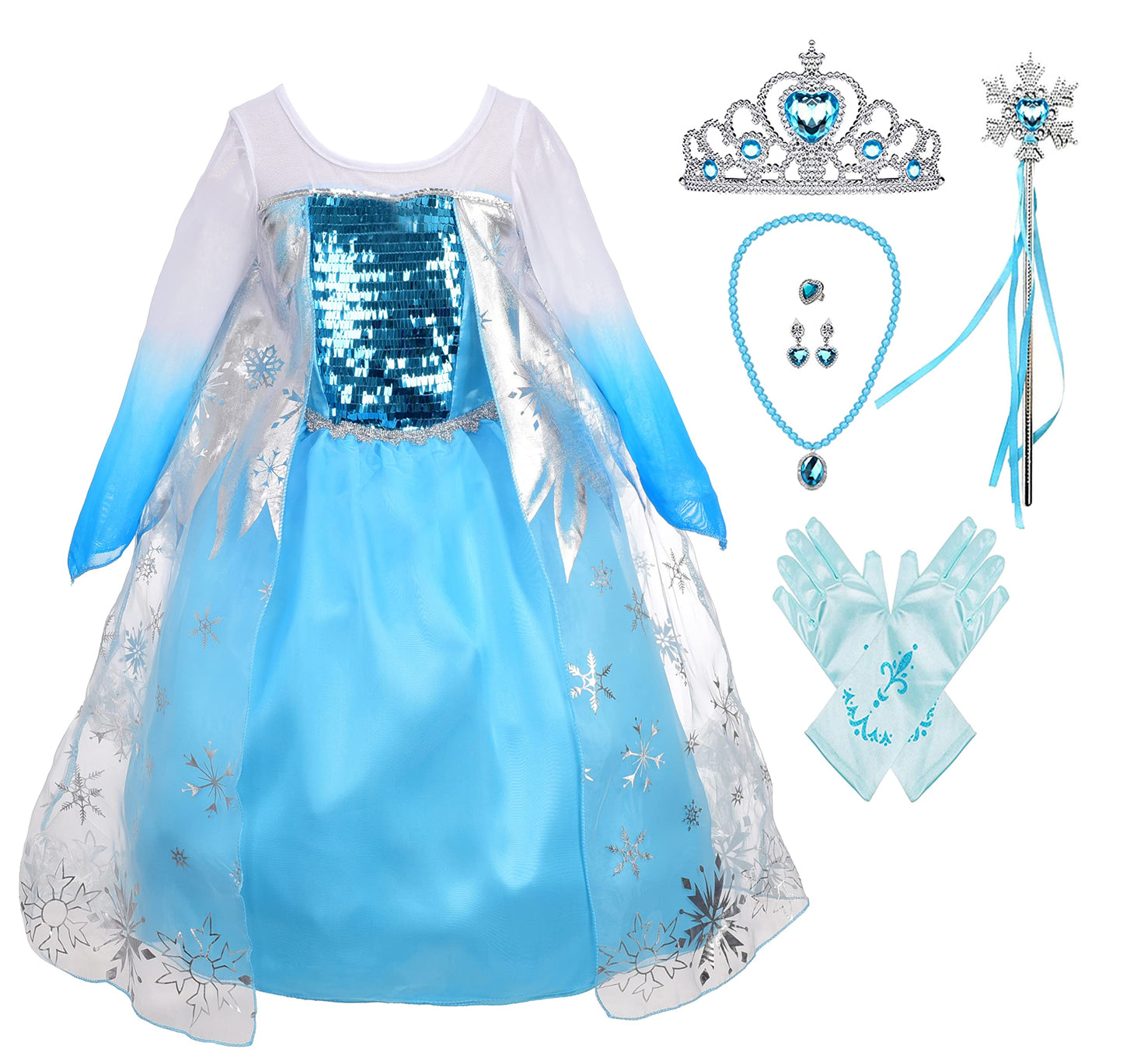 Lito Angels Girls Princess Dress Up Costumes Snow Queen Dress Halloween Christmas Costume With Accessories Size 8 B