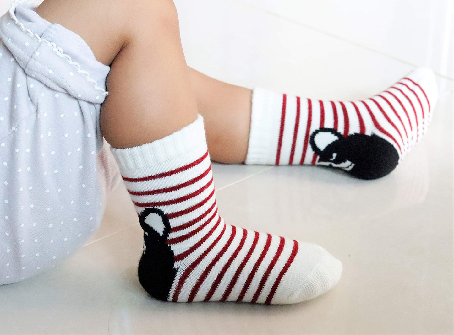 Rative Non Skid Anti Slip Cotton Dress Crew Socks With Grips For Baby Infant Toddler Kids Girls (6-12 Months, 12-Pairs/Rg-93X)