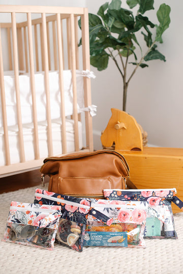 Three Sweet Peas Co Clear Diaper Bag Organizing Pouches Set Of 4 I Diaper Bag Packing Cubes I Diaper Bag Organizer Pouches I Cle