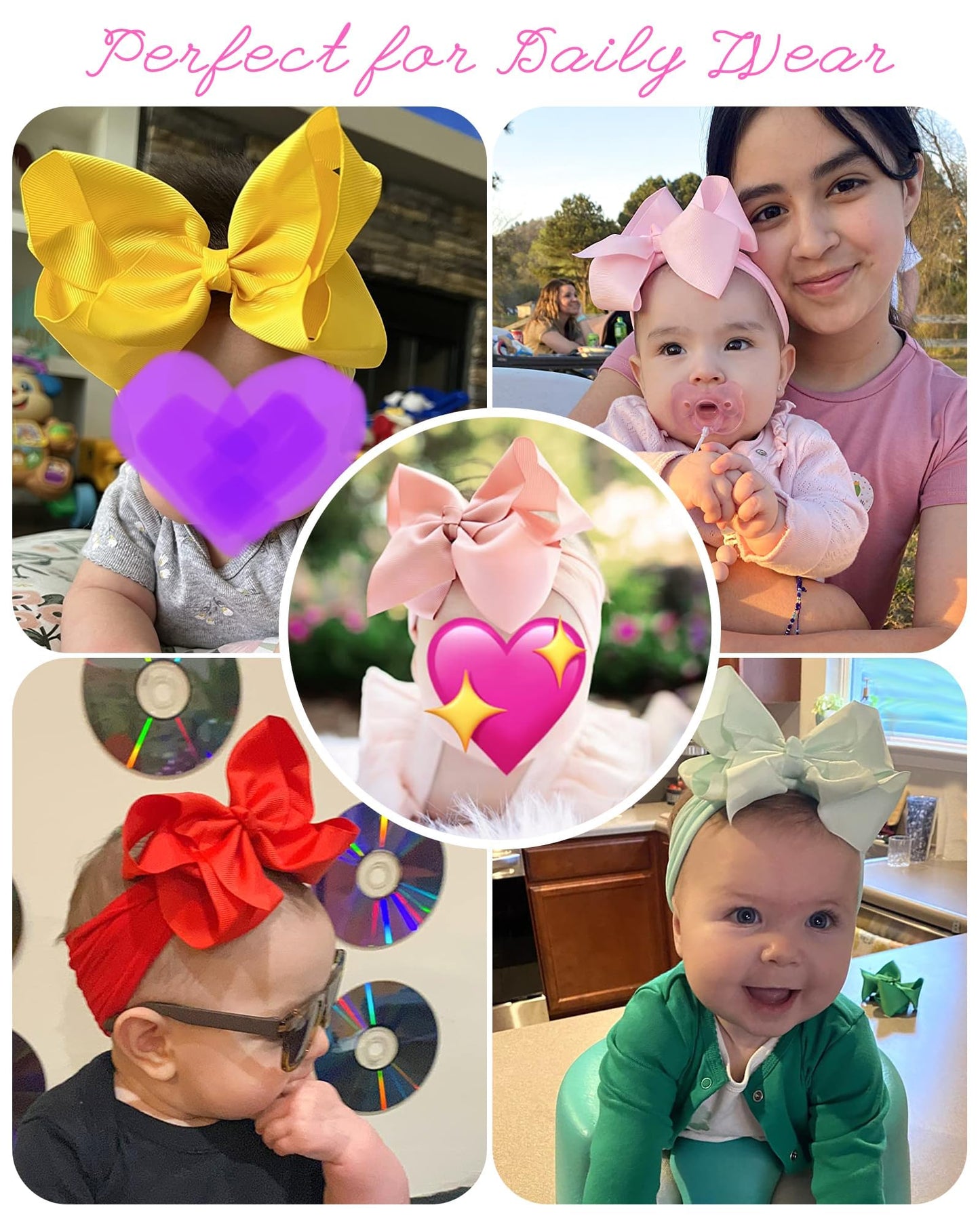 Doboi 20Pcs Baby Girls Bows Headbands Nylon Hairbands Ribbon Bow Elastic Hair Accessories For Newborns Infants Toddlers And Kids