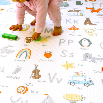 Cushmat Stylish Reversible Foam Play Mat (Large, Alpha - Palm Gray) - Soft, Waterproof, Durable Play Mat For Infants, Babies, To