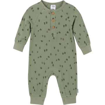 Gerber Modern Moments Baby Boys' Henley Romper, Pines, 18 Months