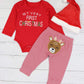 Agapeng Christmas Outfits Baby Girls Boys My First Christmas Rompers Onesie + Stripe Deer Print Pants + Christmas Hat 6-9Months