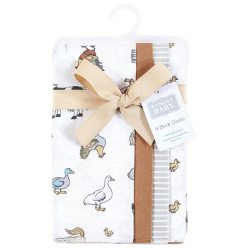Hudson Baby Unisex Baby Cotton Flannel Burp Cloths, Farm World, One Size