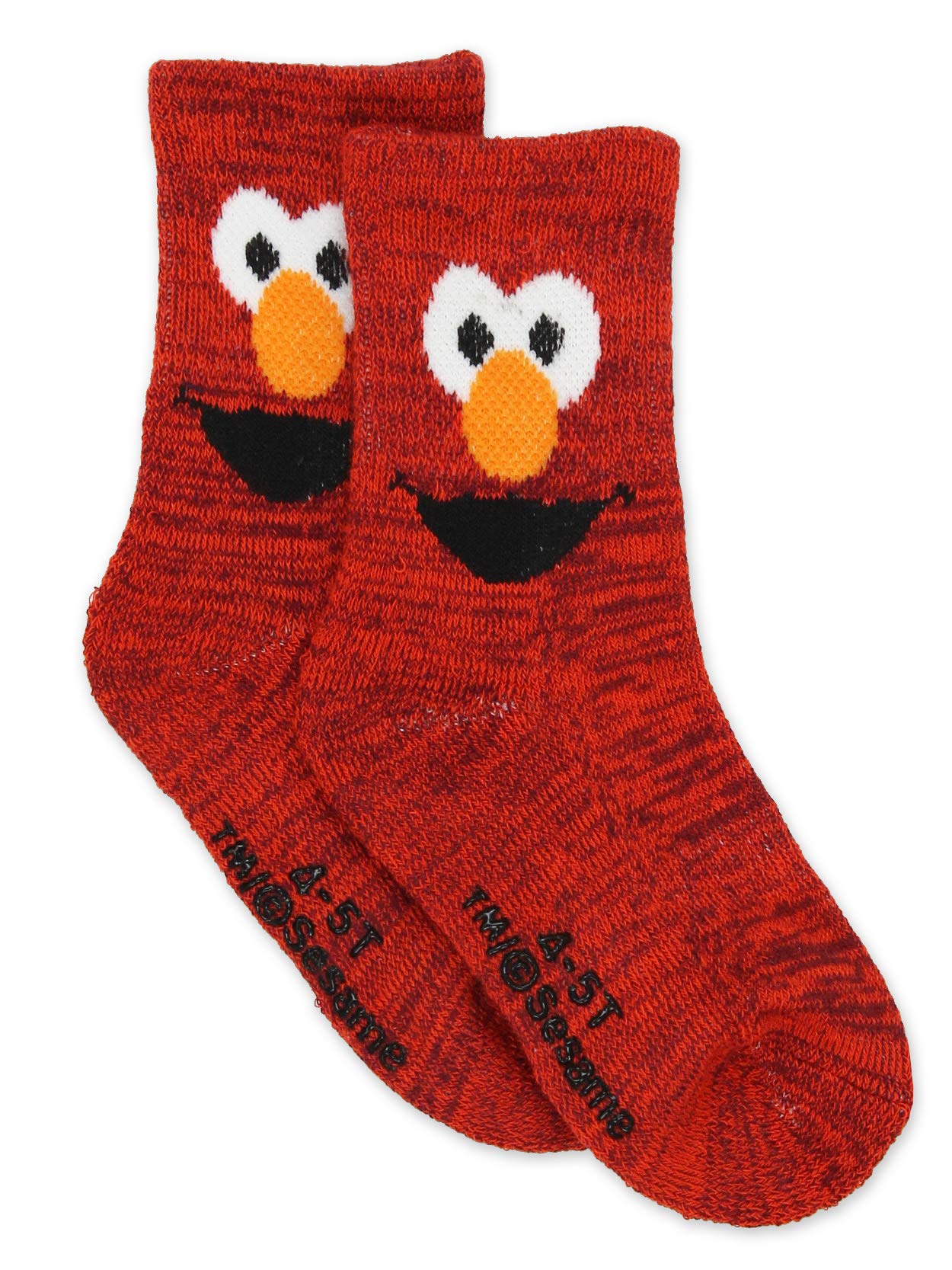 Sesame Street Elmo Baby Toddler Boys Girls 6 Pack Crew Socks With Grippers (4-5T, Multicolor)