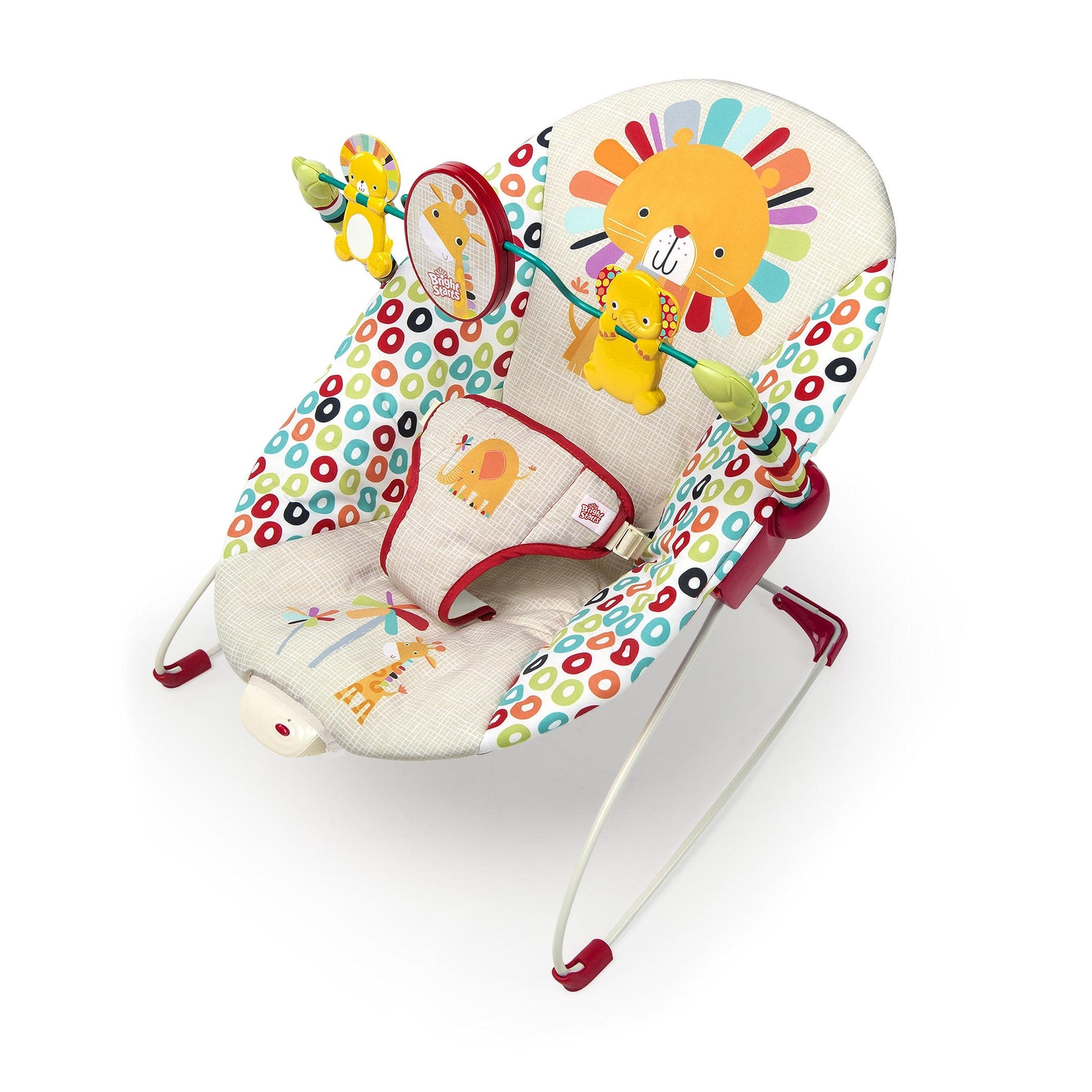 Bright Starts Portable Baby Bouncer Soothing Vibrations Infant Seat With Removable-Toy-Bar, 0-6 Months 6-20 Lbs (Playful Pinwhee