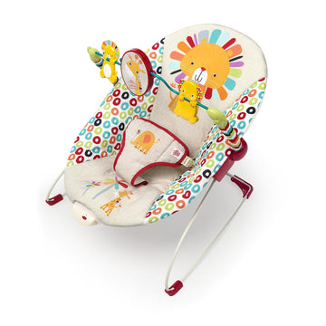 Bright Starts Portable Baby Bouncer Soothing Vibrations Infant Seat With Removable-Toy-Bar, 0-6 Months 6-20 Lbs (Playful Pinwhee