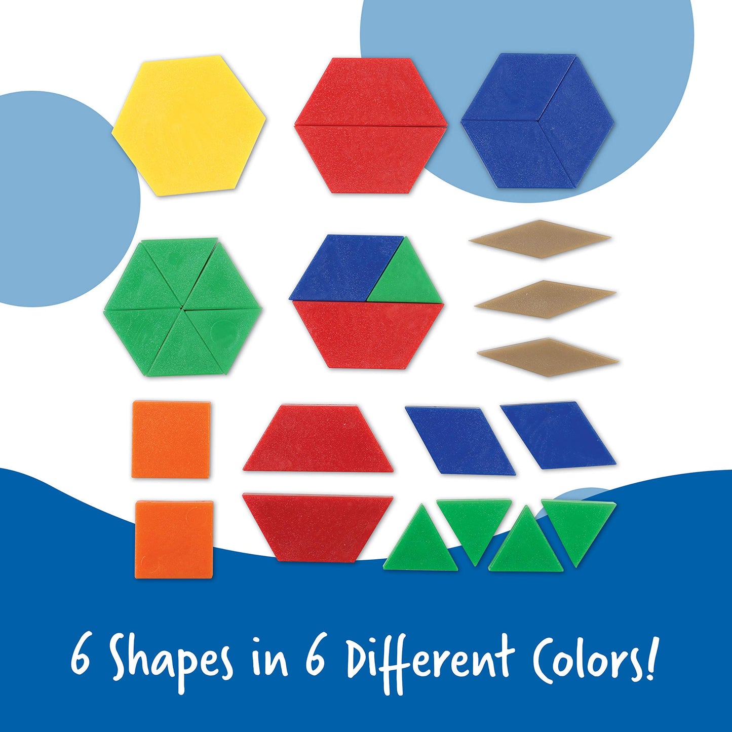 Learning Resources Plastic Pattern Blocks - Set of 250, Ages 3+, Shape Games for Preschoolers, Homeschool Supplies, Shape Manipu