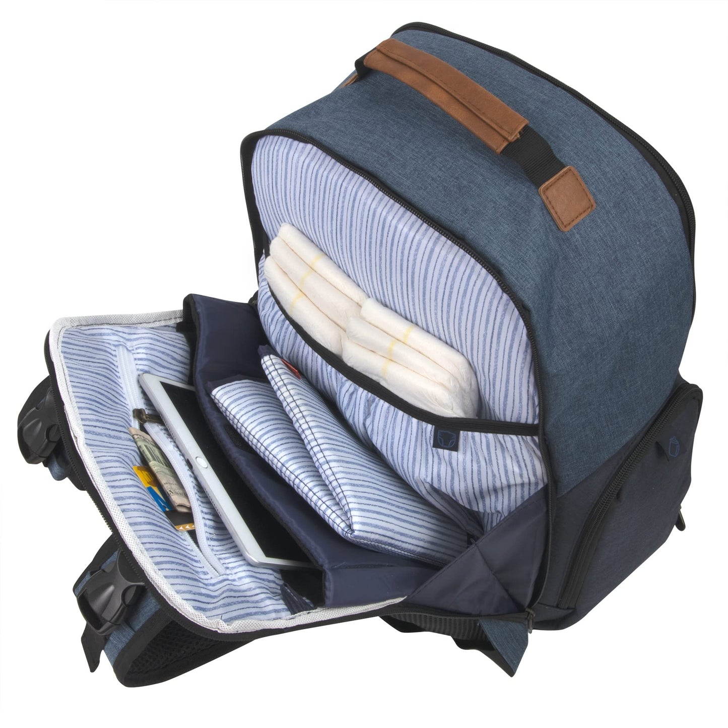 Fisher-Price Multi-Pocket Multifunction Baby Essentials Travel Diaper Bag Backpack With Matching Changing Pad, Insulated Bottle