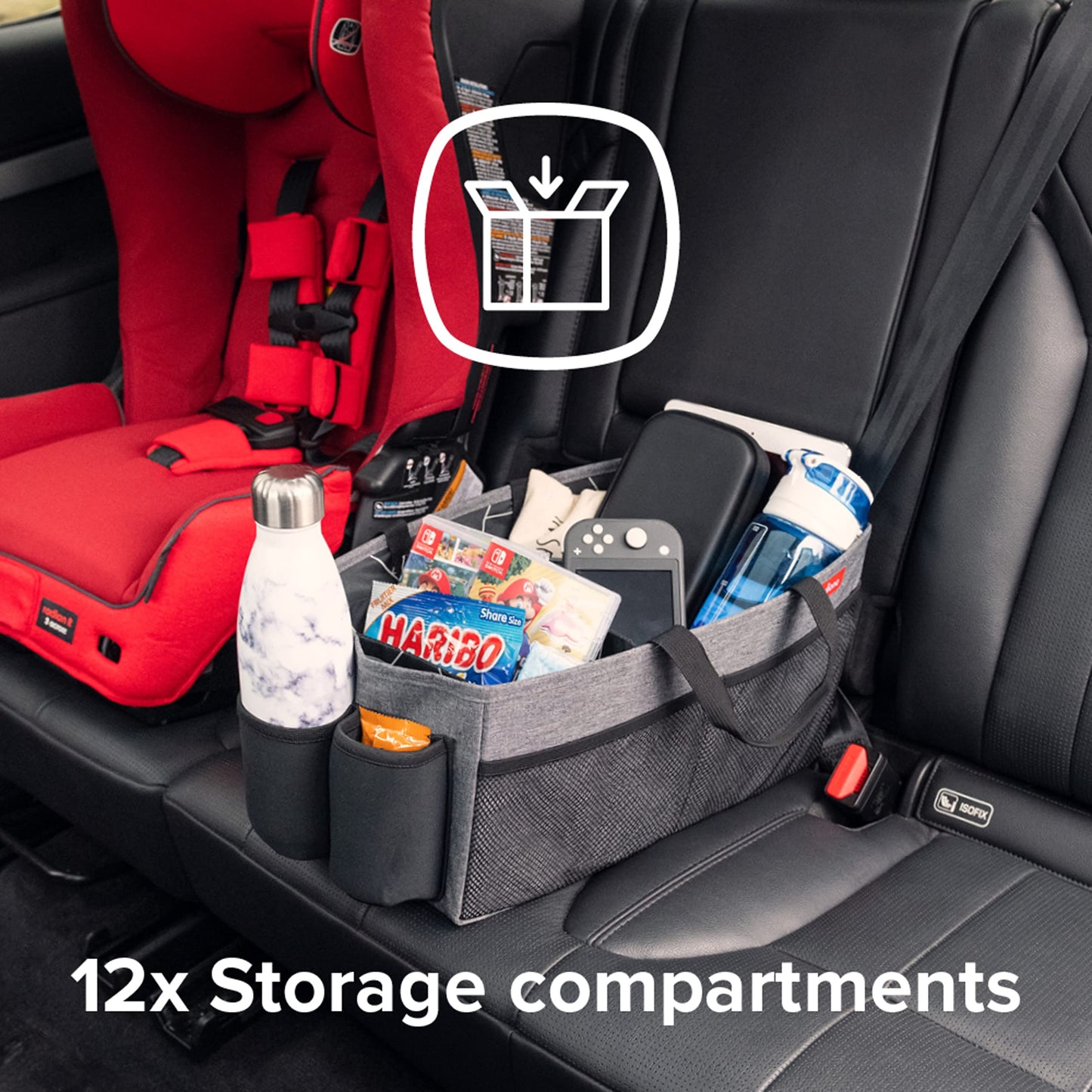 Diono Travel Pal Xl Back Seat Car Organizer, 12 Compartments For Kids And Pet Toys, Insulated Drink Holder, Dividable Storage, R