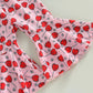 Wybzd Baby Girl Valentines Day Outfit Heart Candy Tee Shirt Top Bell-Bottom Pants Sets Cute Toddler Clothes Heart Candy 12-18 Mo