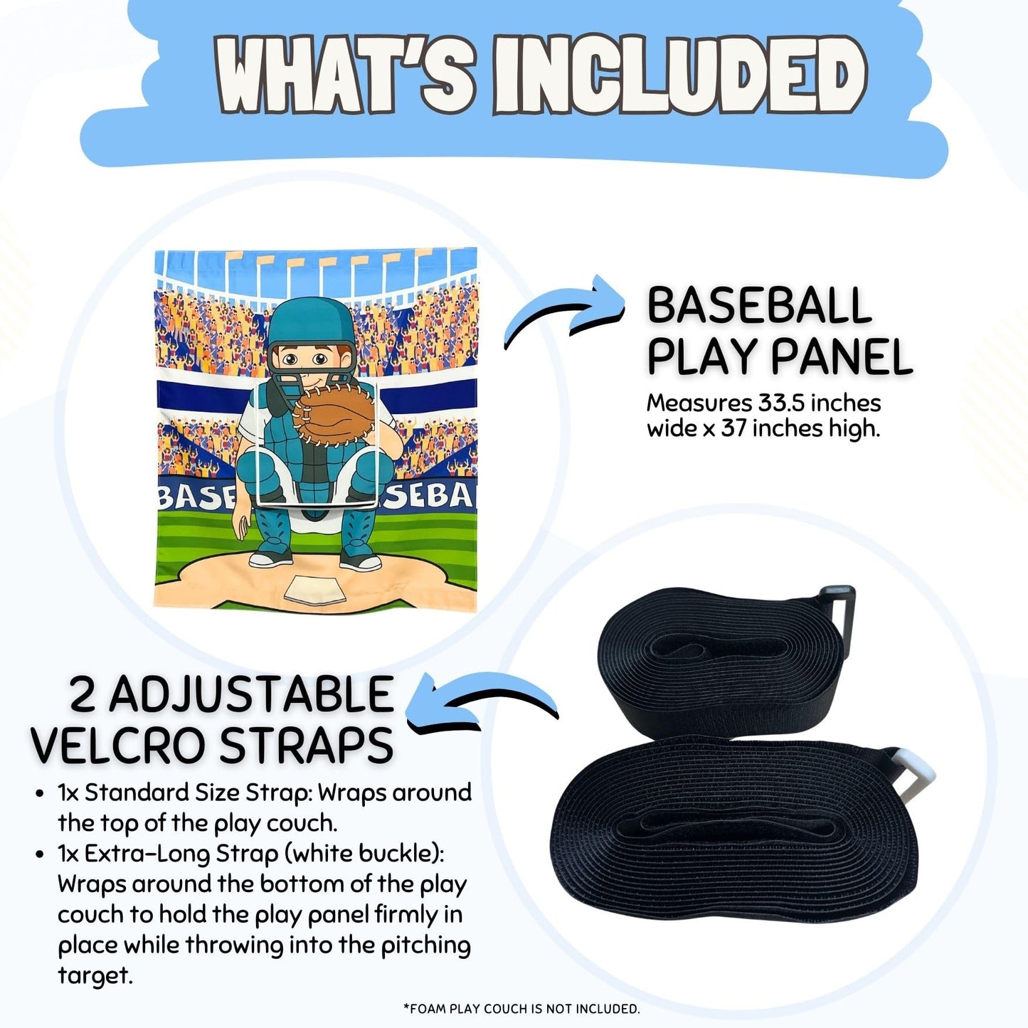 Couch Swag Play Panel for Childrens Foam Sofa Kids Couch (Baseball)