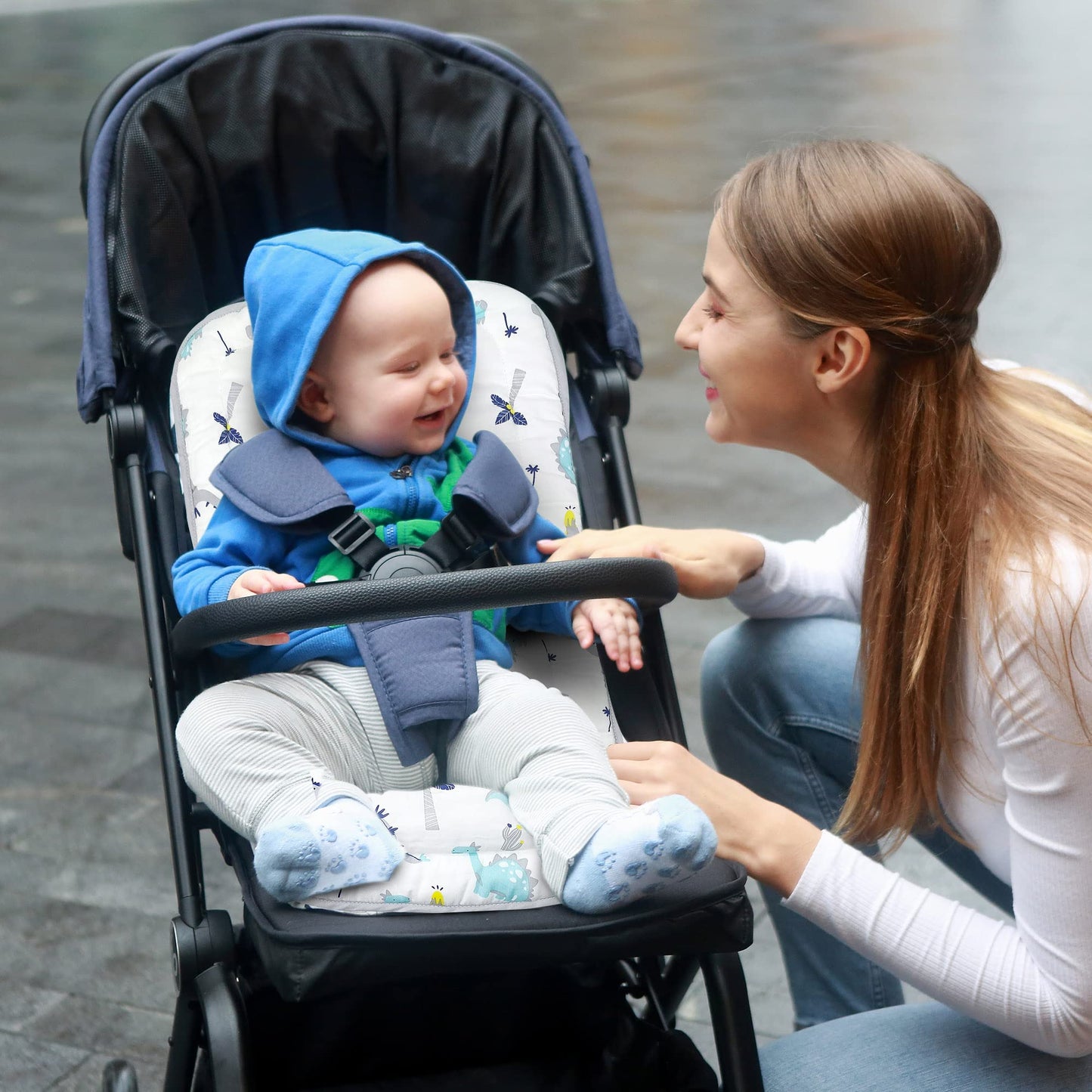 Baby Stroller Cushion, Universal Breathable And Soft Newborn Stroller Mat, 100% Cotton Cover Toddler Seat Pad Liner For Stroller