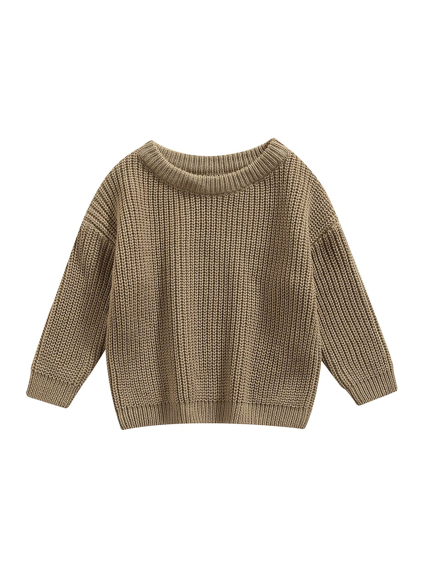 Infant Toddler Baby Girl Boy Knit Sweater Pullover Sweatshirt Long Sleeve Shirt Tops Knitted Fall Winter Clothes (Grey Khaki, 3-