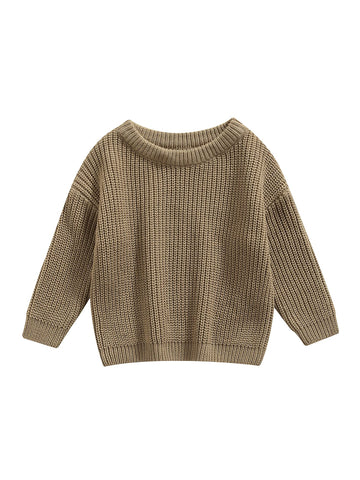 Infant Toddler Baby Girl Boy Knit Sweater Pullover Sweatshirt Long Sleeve Shirt Tops Knitted Fall Winter Clothes (Grey Khaki, 3-