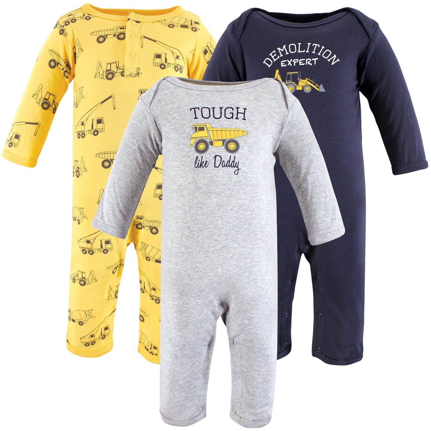 Hudson Baby Unisex Baby Cotton Coveralls, Construction, 6-9 Months