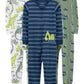 Simple Joys By Carter'S Baby Boys' 3-Pack Snug Fit Footless Cotton Pajamas, Blue Stripe/Green Trucks/White Dinosaur, 12 Months