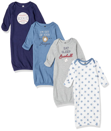 Hudson Baby Unisex Cotton Gowns, Baseball, 0-6 Months