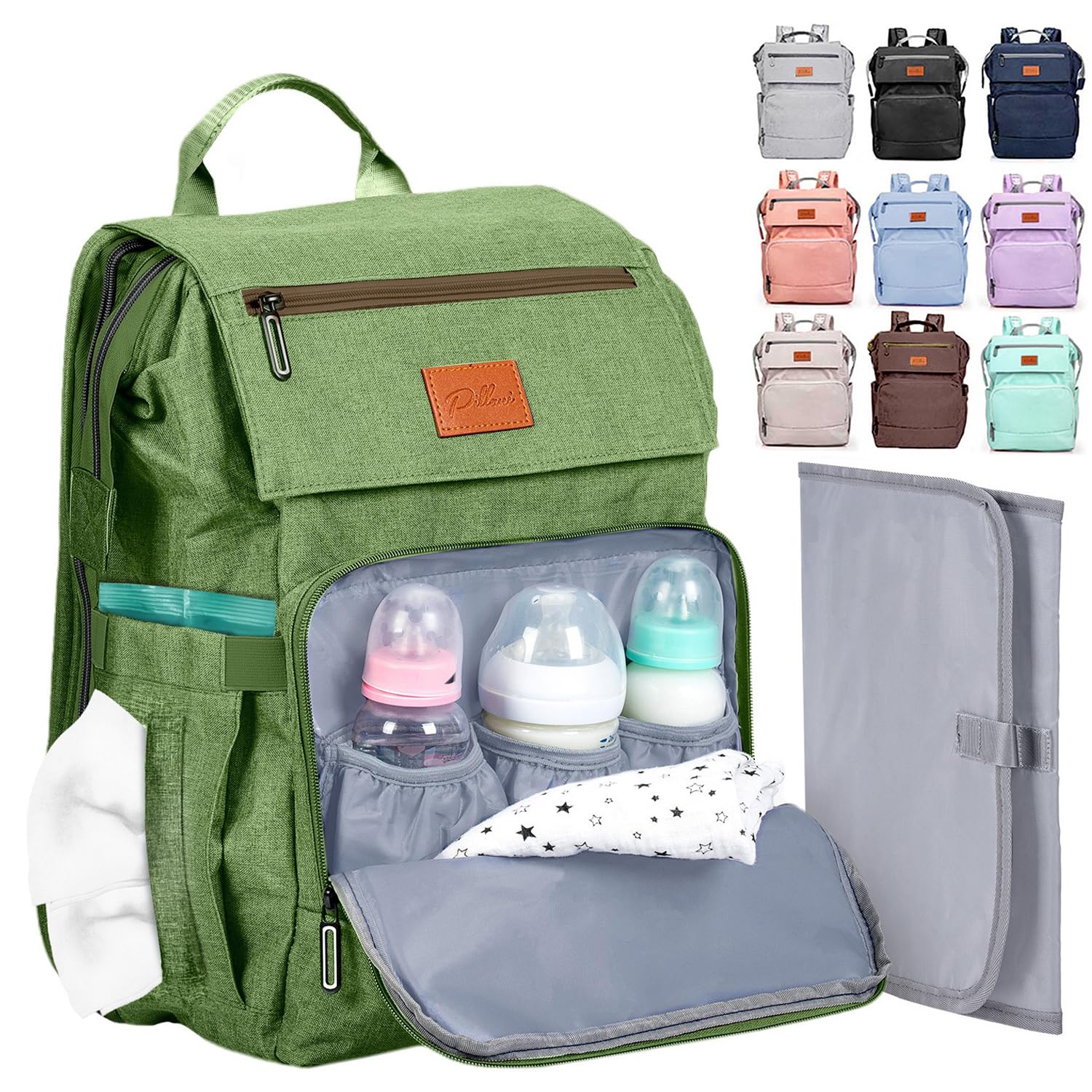 Pillani Baby Diaper Bag Backpack - Baby Bag For Boys & Girls, Diaper Backpack - Large Travel Diaper Bags W/Changing Pad - Baby R