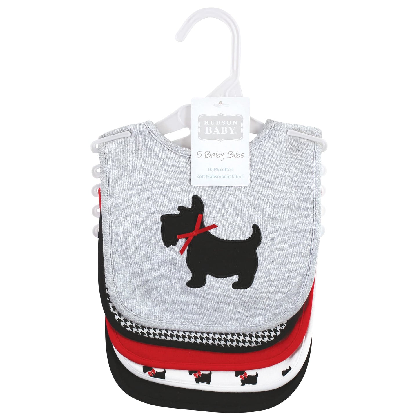 Hudson Baby Unisex Baby Cotton Bibs, Scottie Dog, One Size