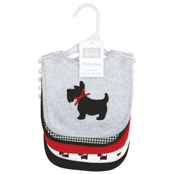 Hudson Baby Unisex Baby Cotton Bibs, Scottie Dog, One Size