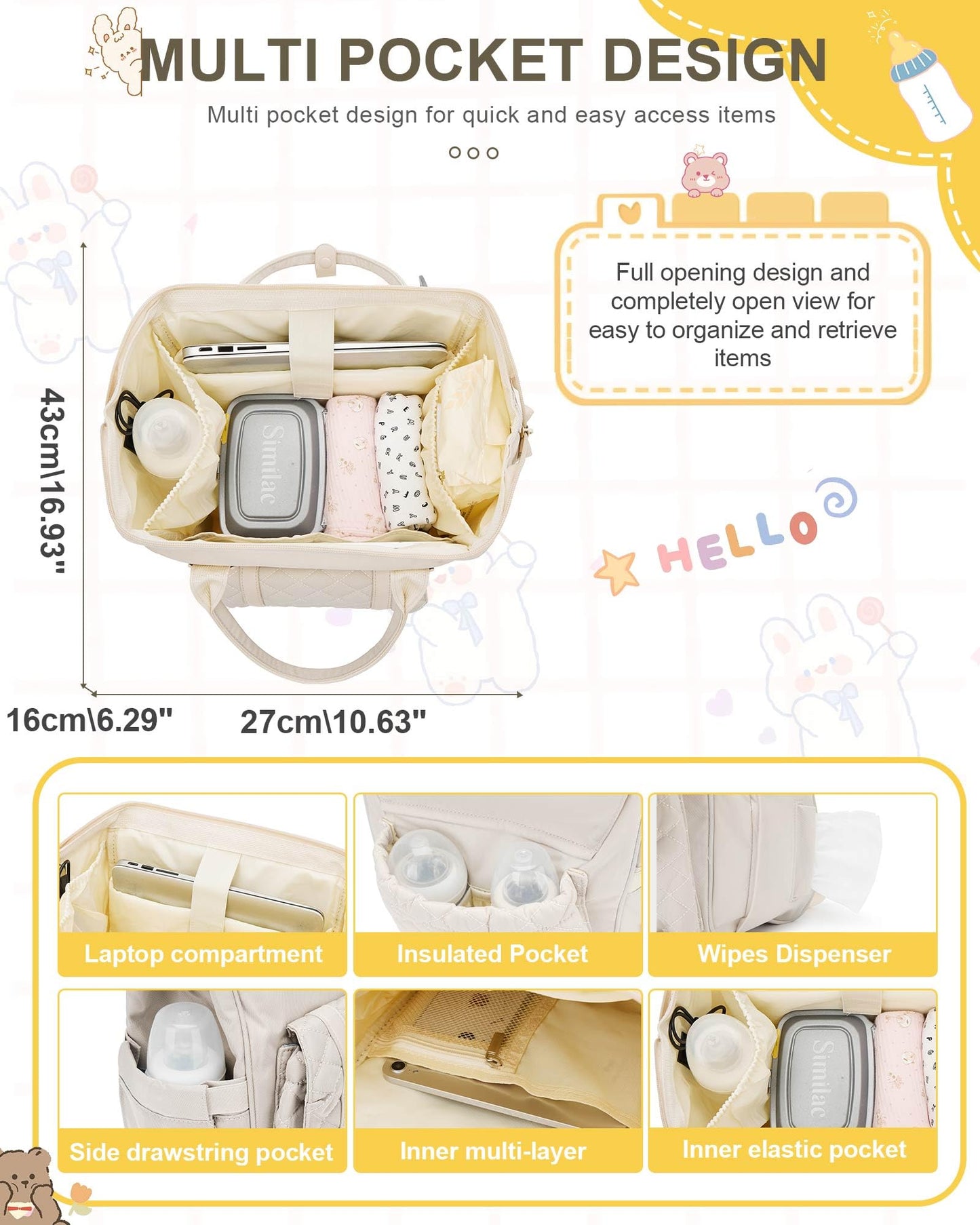 Diaper Bags Backpack Baby Bag For Mom Dad Baby Girls Boy, Cute Mult Diaper Nappy Bag Travel Back Pack, Water Repellent Maternity