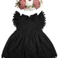 Bgfks Baby Girl Tutu Dress Elegant Lace Pom Pom Flutter Sleeve With Flower Headband Set(Black,6 Months)