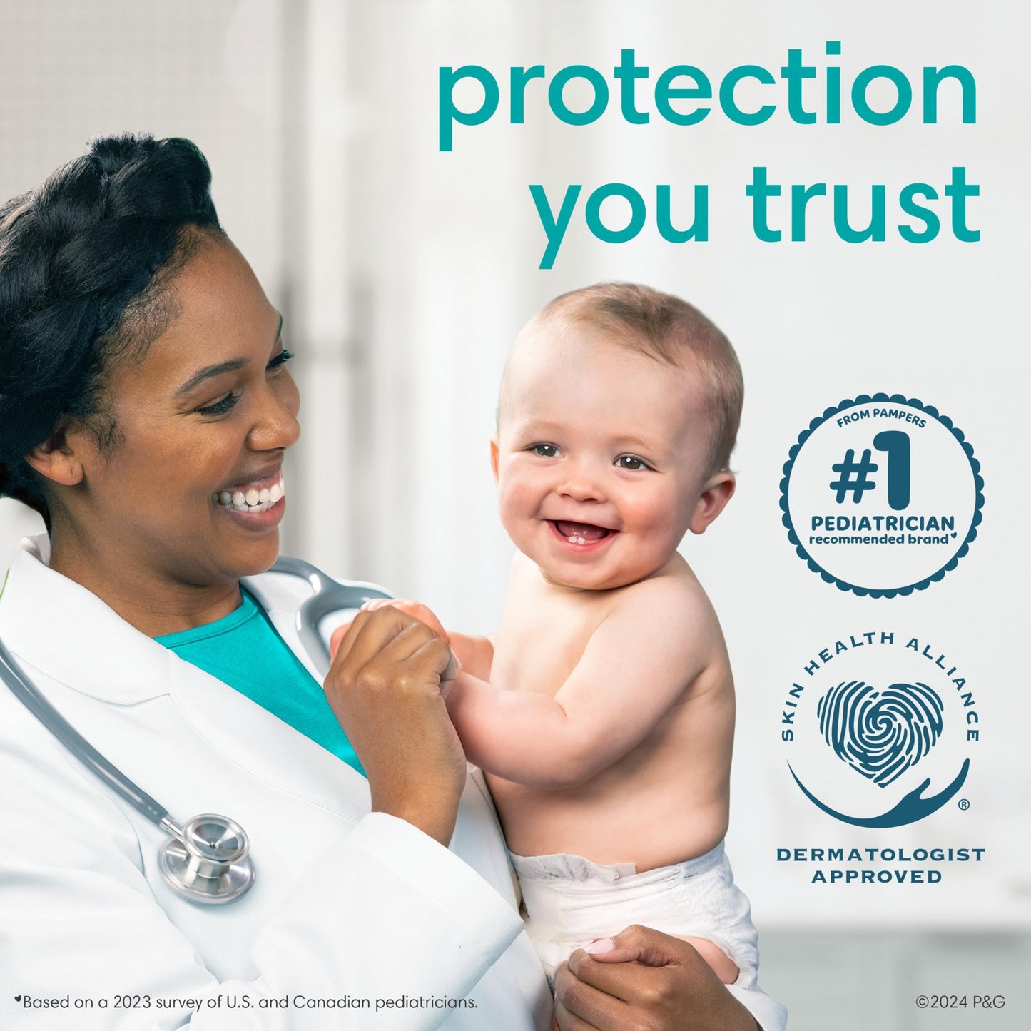 Pampers Baby Diapers - Pure Protection - Size 1, 132 Count, For Up To 100% Leakproof, Premium Plant-Based Skin Protection