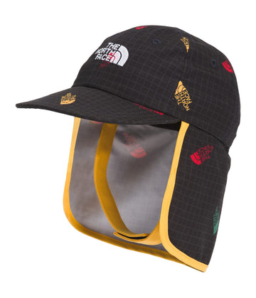 The North Face Class V Sun Buster Hat - Infants TNF Black Tossed Logo Grid Print, 6-24M