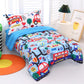 Wowelife Car Toddler Bedding Sets For Boys Blue, Premium 4 Piece Car Toddler Bed Sets For Boys, Super Soft And Comfortable For T
