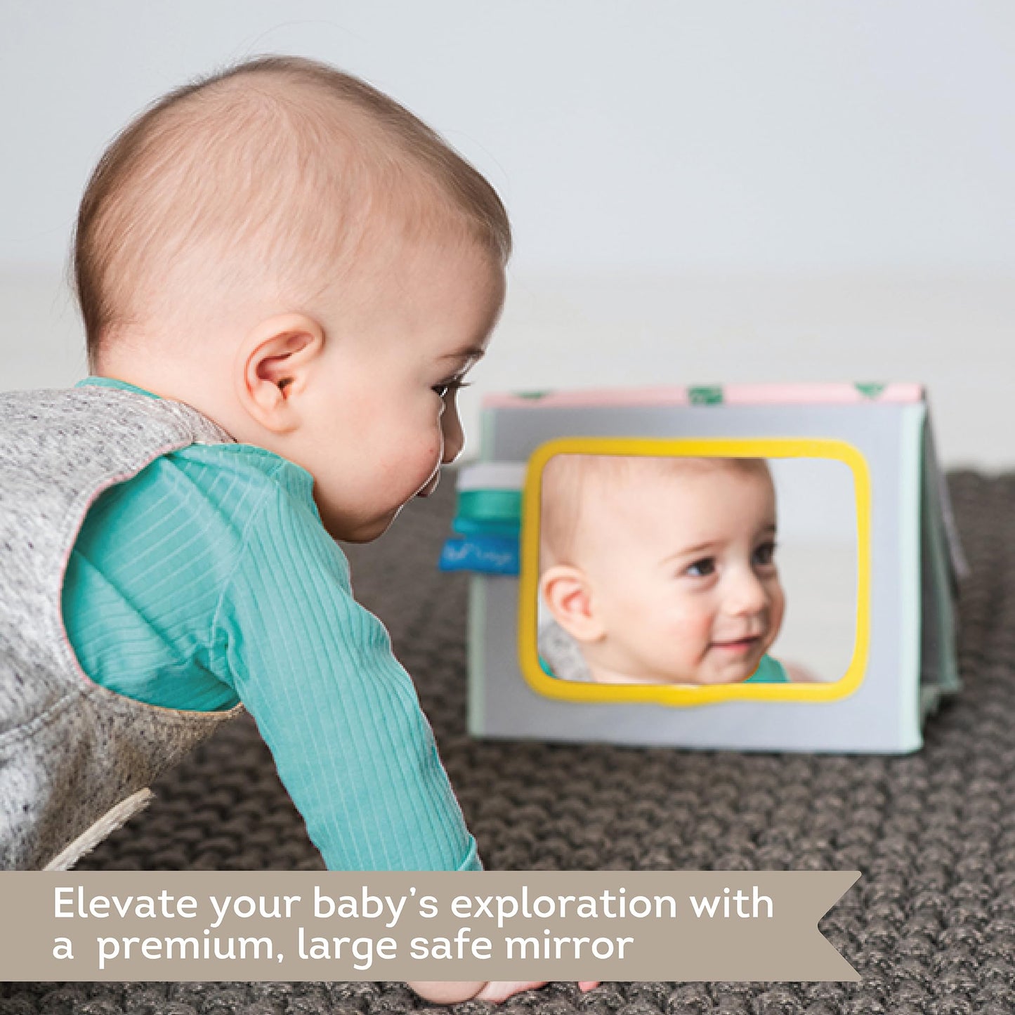 Tummy Time Toys High Contrast Baby Book. Fun, Interactive Crinkle Books for Babies with Baby Tummy Time Mirror & Soft Koala Teet